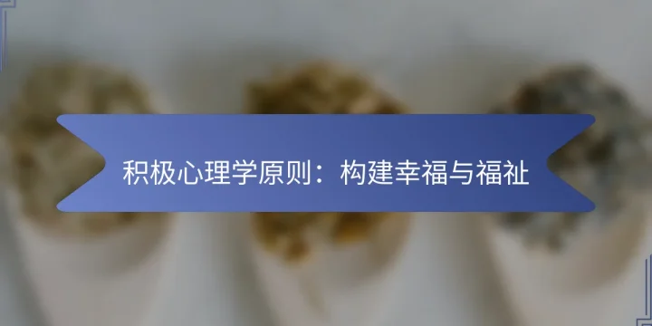 积极心理学原则：构建幸福与福祉