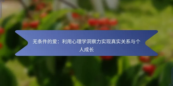 无条件的爱：利用心理学洞察力实现真实关系与个人成长